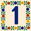 Talavera tile plaque number one with Mexican floral border