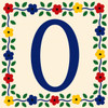 Talavera tile plaque number zero with Mexican floral border