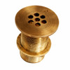 Handcrafted brass sink drain assembly with a warm golden finish