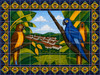 Tropical parrots talavera tile mural