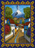 Mexican village volcano tile mural