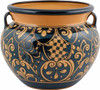 Talavera planter with caramel scrollwork and rolled rim