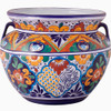 Talavera flower planter with colorful hand-painted design