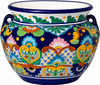 Talavera planter with floral lattice pattern