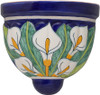 2 x Mexican talavera wall sconce with calla lily and cobalt blue design
