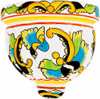 2 x Mexican talavera wall sconce with yellow and turquoise scroll design