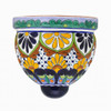 Talavera wall sconce with yellow and blue floral motifs