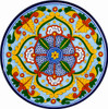 Sky blue floral decorative talavera plate with traditional Mexican design