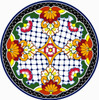 Floral lattice decorative talavera plate with black border design