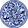 Blue bird decorative talavera plate with floral vine design