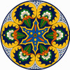 Star medallion decorative talavera plate with yellow scroll design