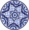 Blue white decorative talavera plate with floral lattice design