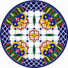 Cobalt blue floral decorative talavera plate with geometric border
