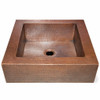 Over-the-counter hammered apron copper bar sink blends crisp geometry with artisan texture