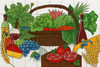 Mexican kitchen tile mural vegetable basket