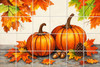 Mexican pumpkin autumn talavera tile mural design