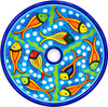 Round talavera bathroom sink colorful fish design
