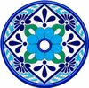 Round talavera bathroom sink turquoise floral design