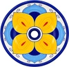 Round talavera bathroom sink yellow floral design