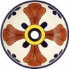 Round talavera bathroom sink terracotta cross pattern Mexico