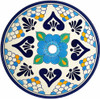 Round talavera bathroom sink blue floral heart design