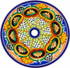 Round talavera bathroom sink floral starburst design