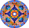 Round talavera bathroom sink multicolor floral Mexican design