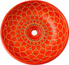 Round talavera bathroom sink terracotta floral design