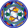 Round talavera bathroom sink colorful fish design style