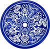 Round talavera bathroom sink blue white floral design