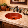 Round talavera bathroom sink solid terracotta ceramic design in hacienda bathroom setting