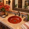 Round talavera bathroom sink solid terracotta ceramic design in hacienda powder room