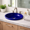 Round talavera bathroom sink solid cobalt blue design in modern bathroom with clean neutral finishes