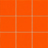 Mexican solid orange talavera tiles arranged in a 3x3 tile layout with coordinated grout joints