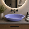Double sided hand painted oval bathroom sink blue in a modern bathroom with ceramic décor