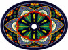 Double sided hand painted oval bathroom sink talavera overflow holes