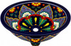 Double sided hand painted oval bathroom sink talavera