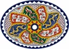 Double sided hand painted oval baroque bathroom sink overflow holes