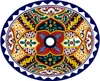 Double sided hand painted oval bathroom sink baroque floral overflow holes