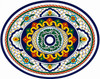 Double sided hand painted oval bathroom sink arabesque pattern overflow holes
