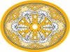 Golden floral talavera double sided hand painted oval bathroom sink overflow holes