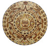 Round wood Aztec calendar, detailed design view