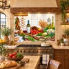 Mediterranean kitchen talavera tile mural in a Tuscan kitchen with classic stone accents.