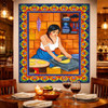 Mexican talavera tile mural kitchen tradition featured in restaurant dining area with heritage