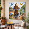 San Francisco talavera tile mural with animals scene installed in courtyard wall enhancing Spanish Revival outdoor space