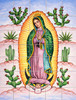 Virgin Guadalupe cactus talavera tile mural design