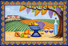 Mexican vineyard talavera Tile mural design