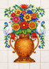 Talavera flower vase tile mural with white doves
