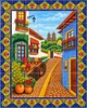 Mexican tile mural with Spanish colonial village