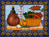 Mexican tile mural kitchen with vegetables